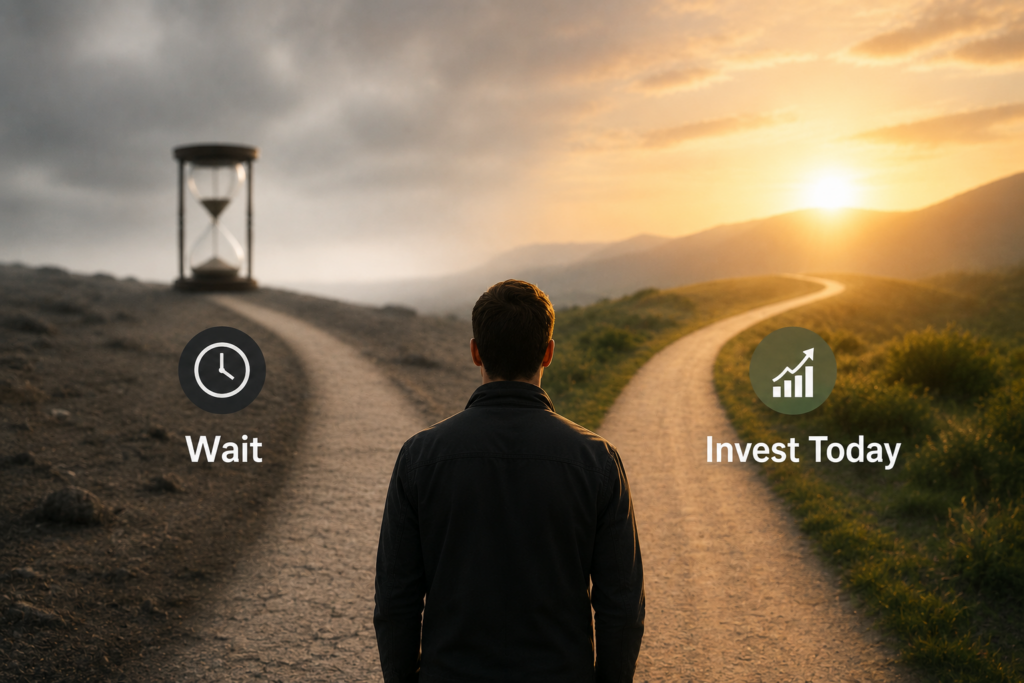 Small business owner choosing to invest in a website today instead of waiting to build online visibility and growth
